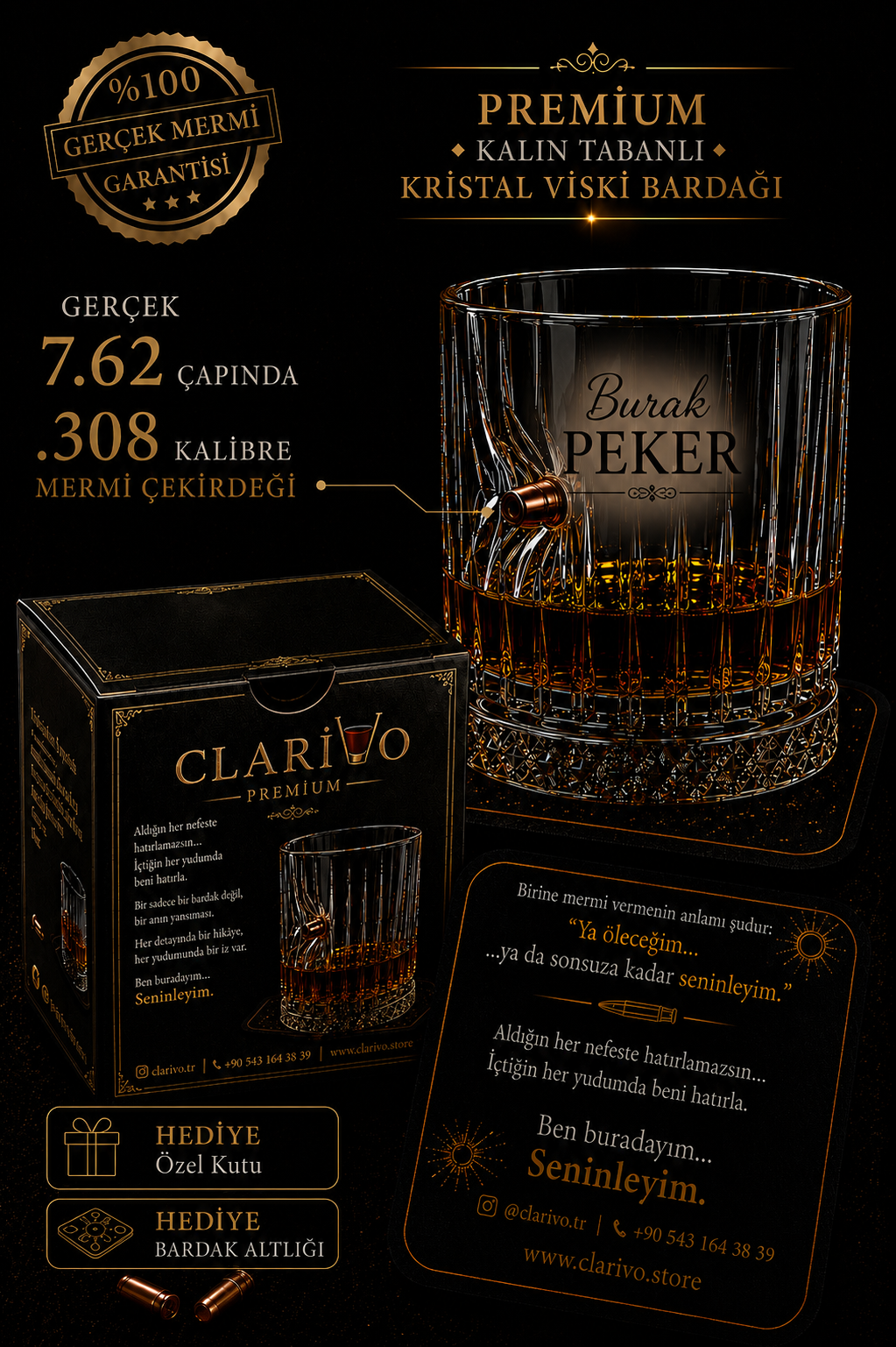🏴‍☠️ Gerçek Mermi Detaylı Bardak Modellerimiz