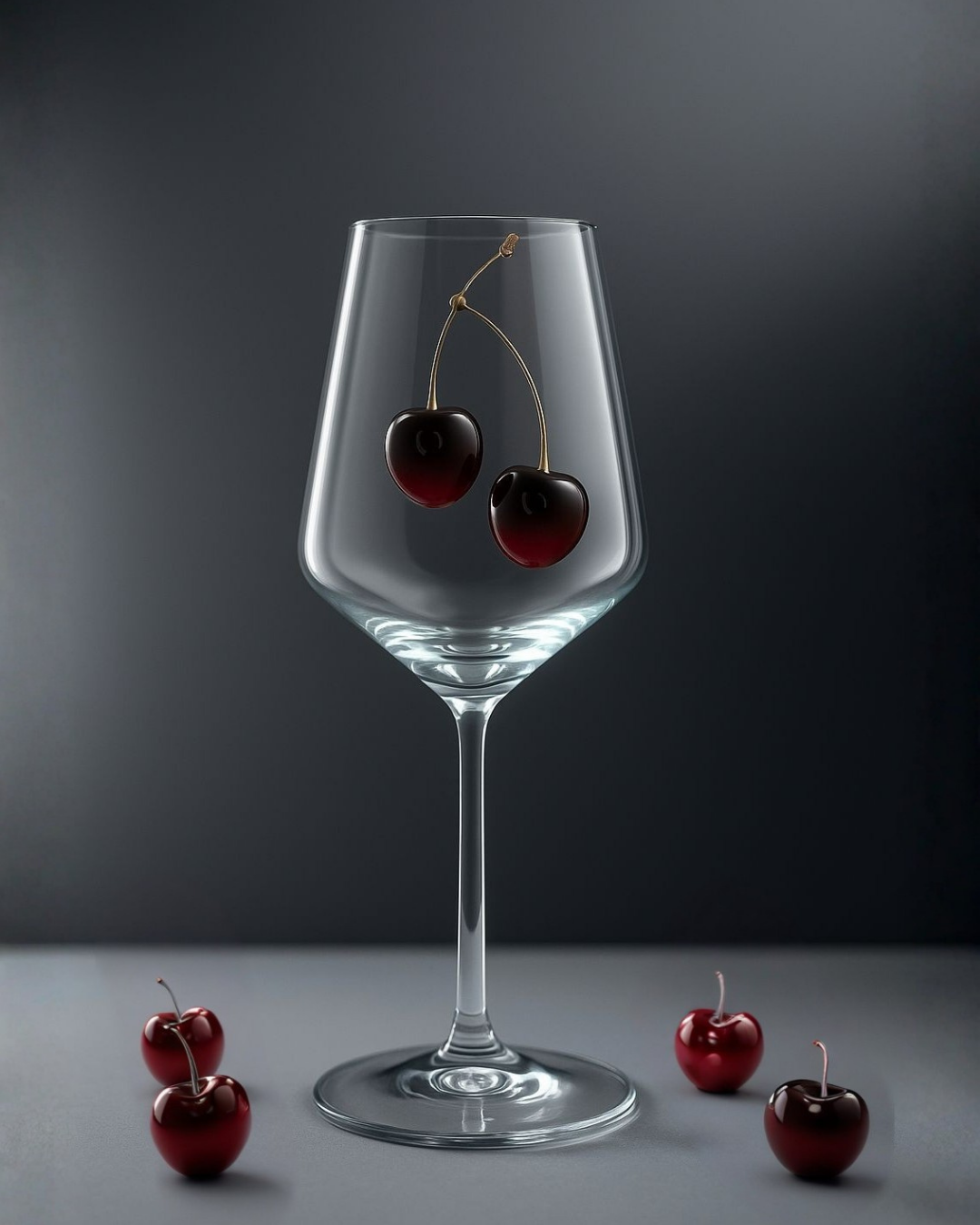 🍒 Kiraz Objeli Şarap Bardağı