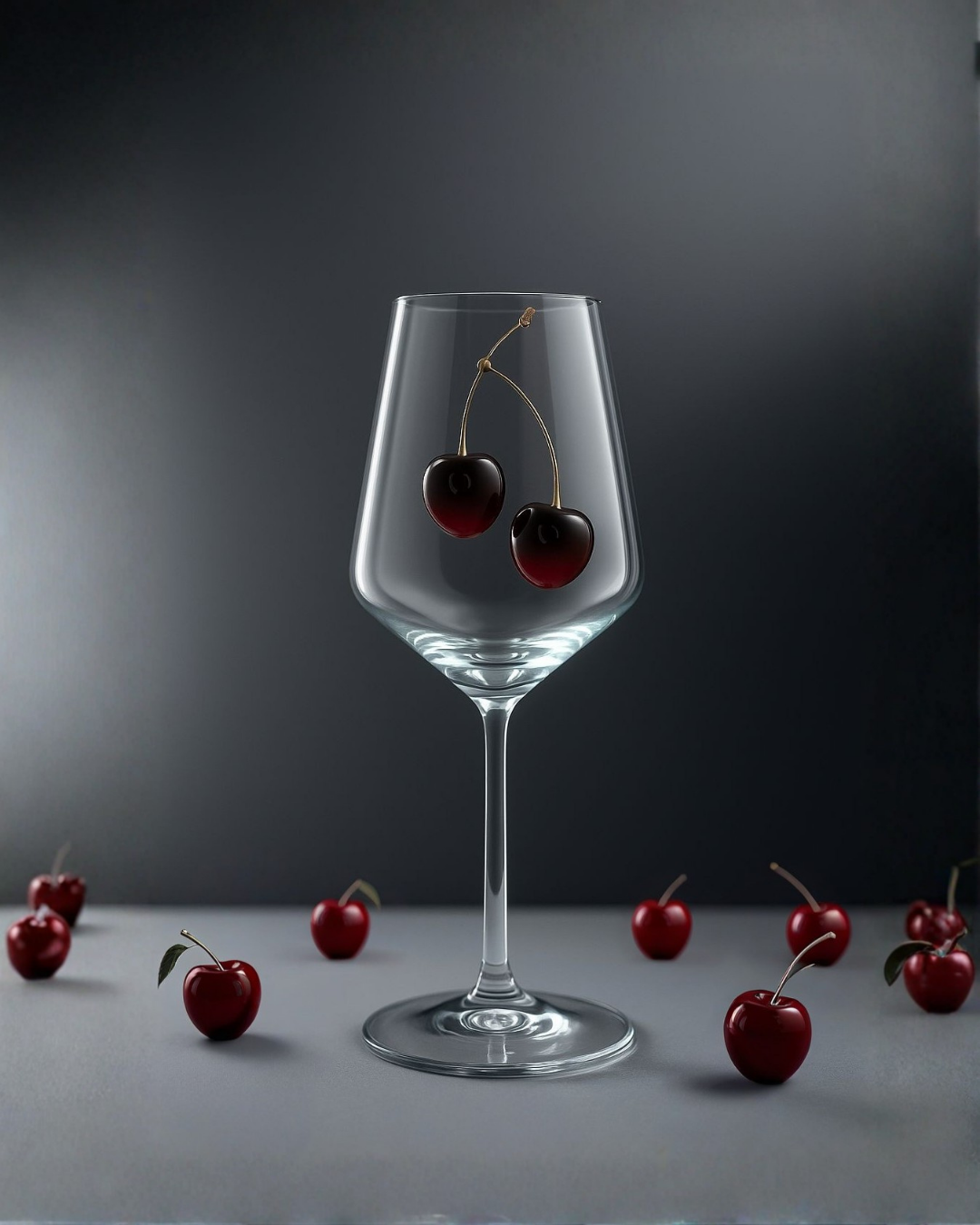 🍒 Kiraz Objeli Şarap Bardağı