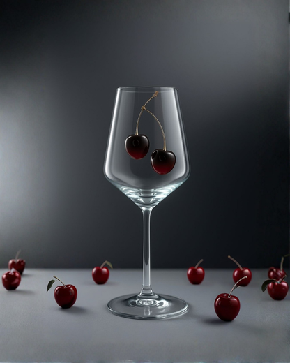 🍒 Kiraz Objeli Şarap Bardağı