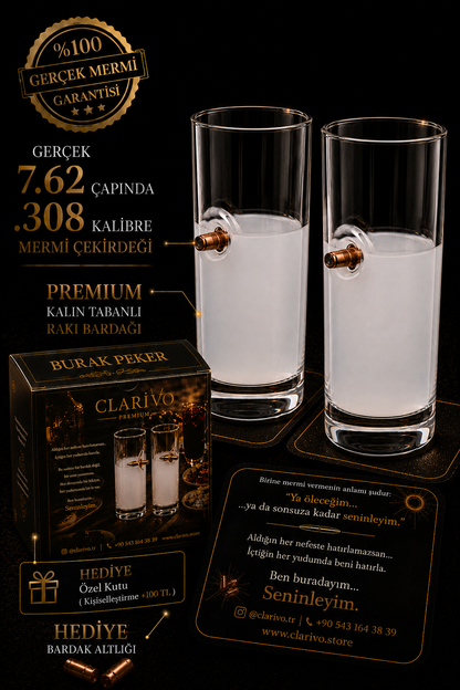 🏴‍☠️ Gerçek Mermi Detaylı Bardak Modellerimiz