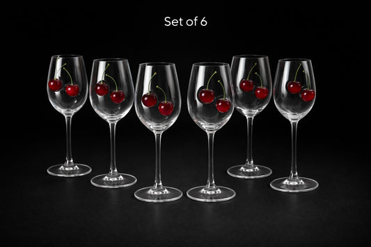 🍒 Kiraz Detaylı Şarap Bardağı – Clarivo 🍷 (EN ÇOK SATAN)