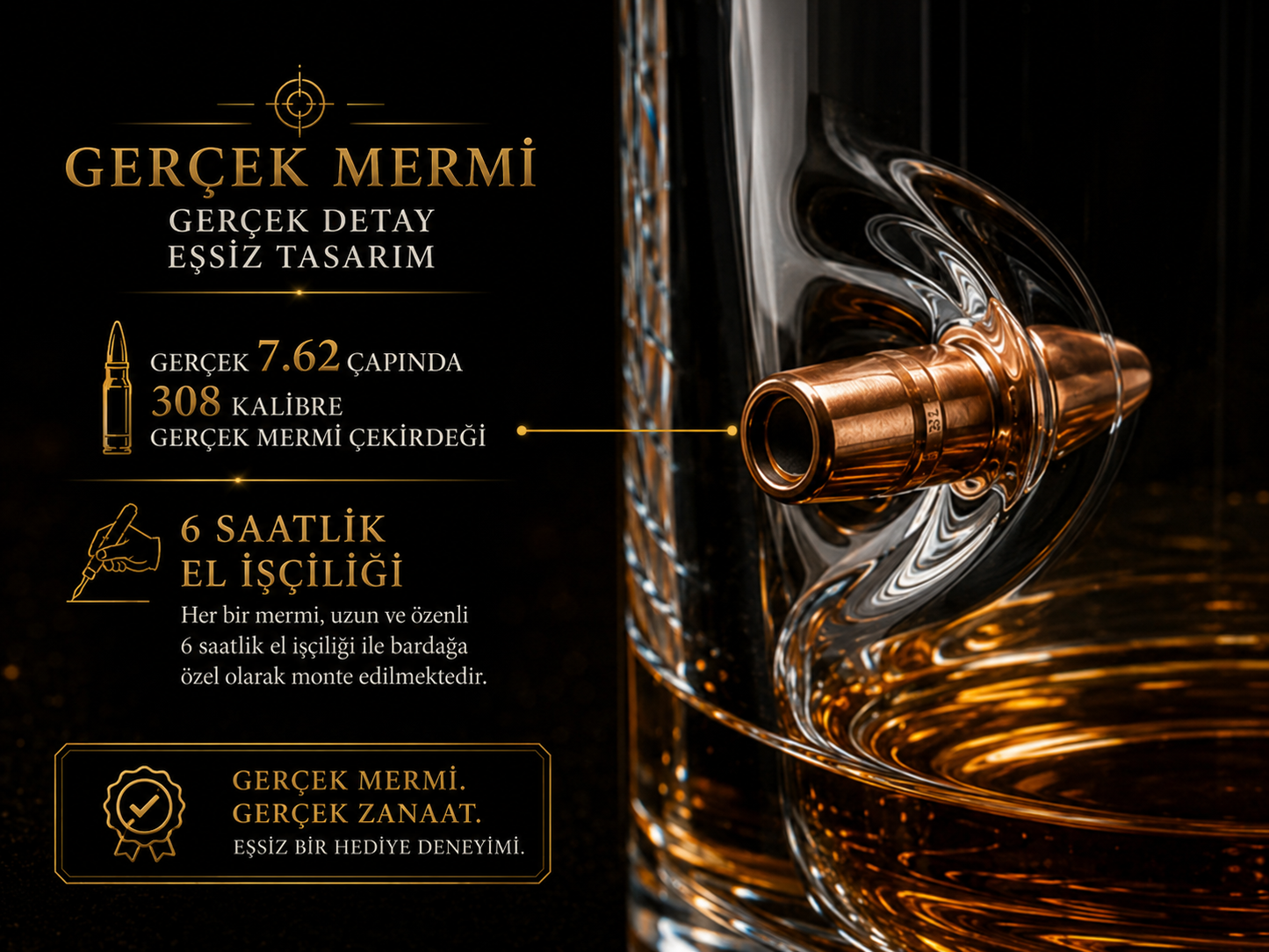 🏴‍☠️ Gerçek Mermi Detaylı Bardak Modellerimiz