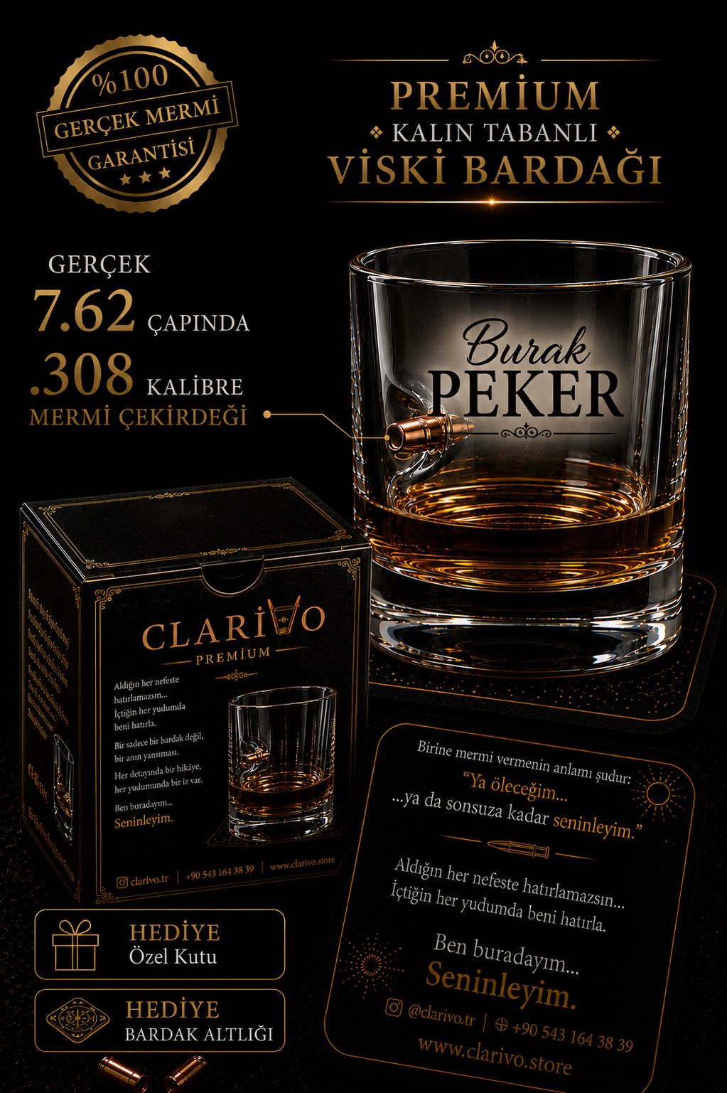 🏴‍☠️ Gerçek Mermi Detaylı Bardak Modellerimiz
