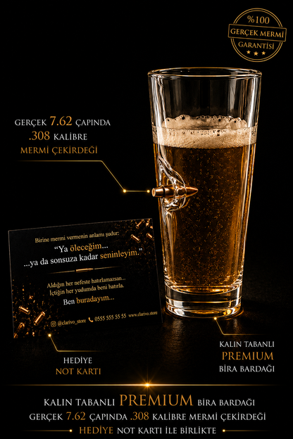 🏴‍☠️ Gerçek 7.62 Çaplı 308.Kalibre Mermi Çekirdeği Detaylı PREMİUM içki Bardakları