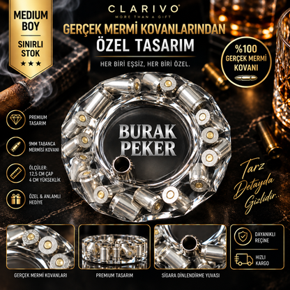 🏴‍☠️ Tasarım Küllük Gerçek  9MM Mermi Kovan'lı