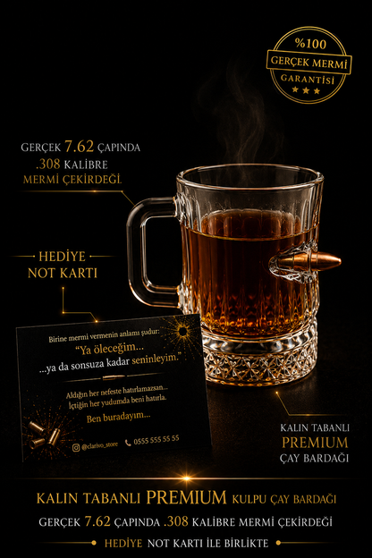 🏴‍☠️ Gerçek 7.62 Çaplı 308.Kalibre Mermi Çekirdeği Detaylı PREMİUM içki Bardakları