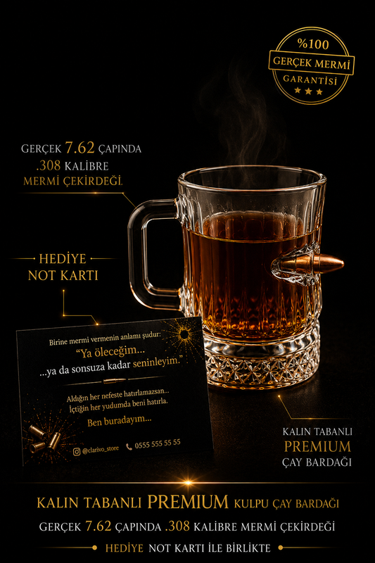 🏴‍☠️ Gerçek 7.62 Çaplı 308. Mermi Çekirdeği Detaylı PREMİUM İÇKİ  Bardakları vs3