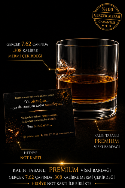 🏴‍☠️ Gerçek 7.62 Çaplı 308.Kalibre Mermi Çekirdeği Detaylı PREMİUM içki Bardakları