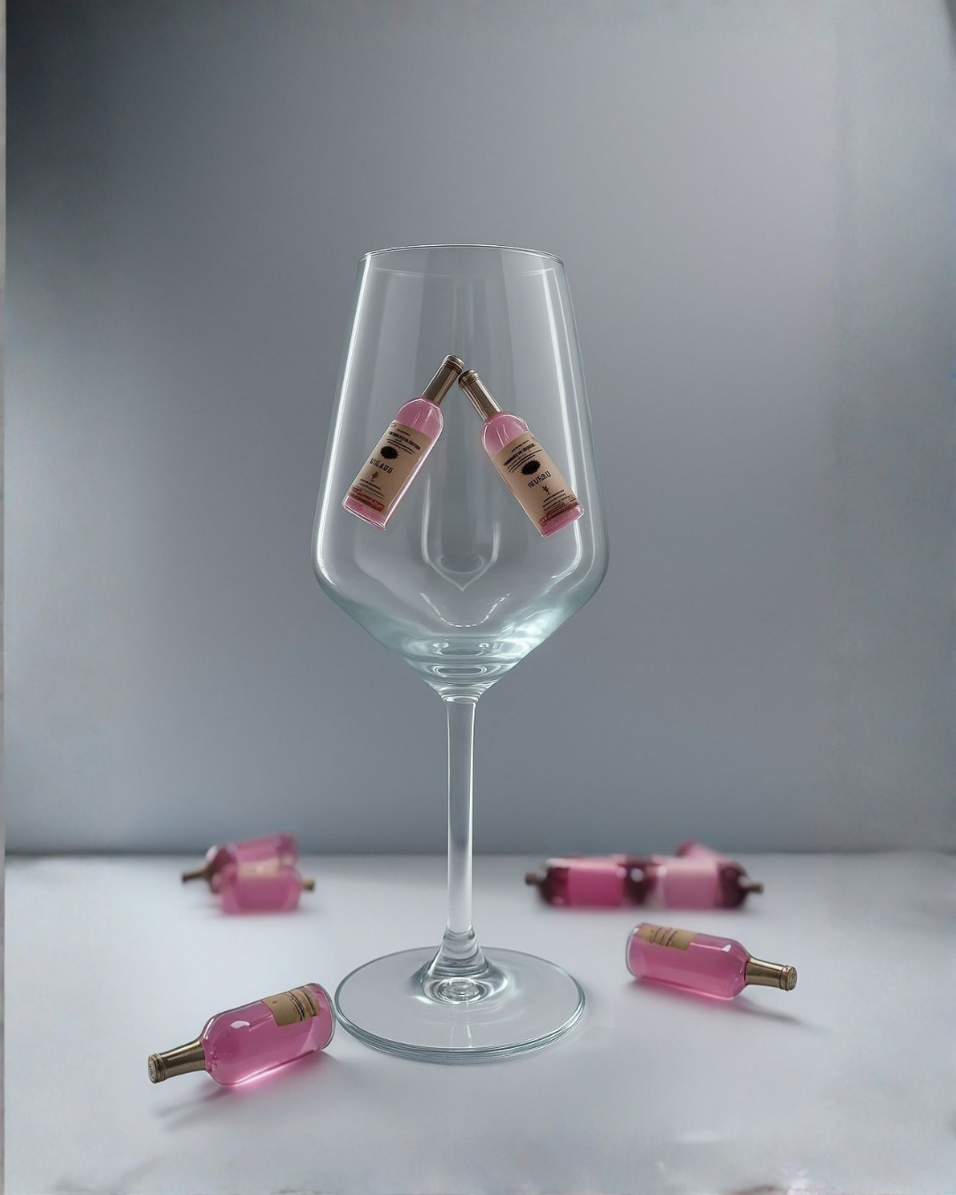 🍾 Mini Şarap Şişesi Detaylı Şarap bardağı
