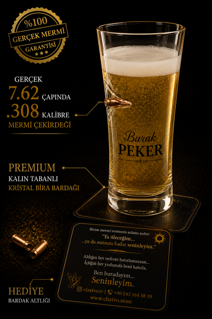 🏴‍☠️ Bira Bardağı ( Gerçek 7.62 Çaplı 308. Mermi Çekirdeği Detaylı )