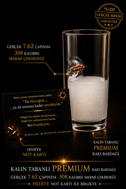 🏴‍☠️ Gerçek 7.62 Çaplı 308.Kalibre Mermi Çekirdeği Detaylı PREMİUM içki Bardakları