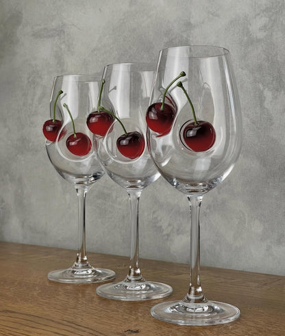 🍒 Kiraz Detaylı Şarap Bardağı – Clarivo 🍷 (EN ÇOK SATAN)