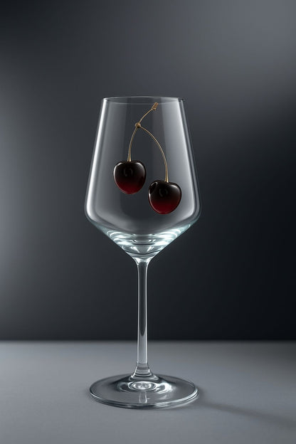 🍒 Kiraz Objeli Şarap Bardağı