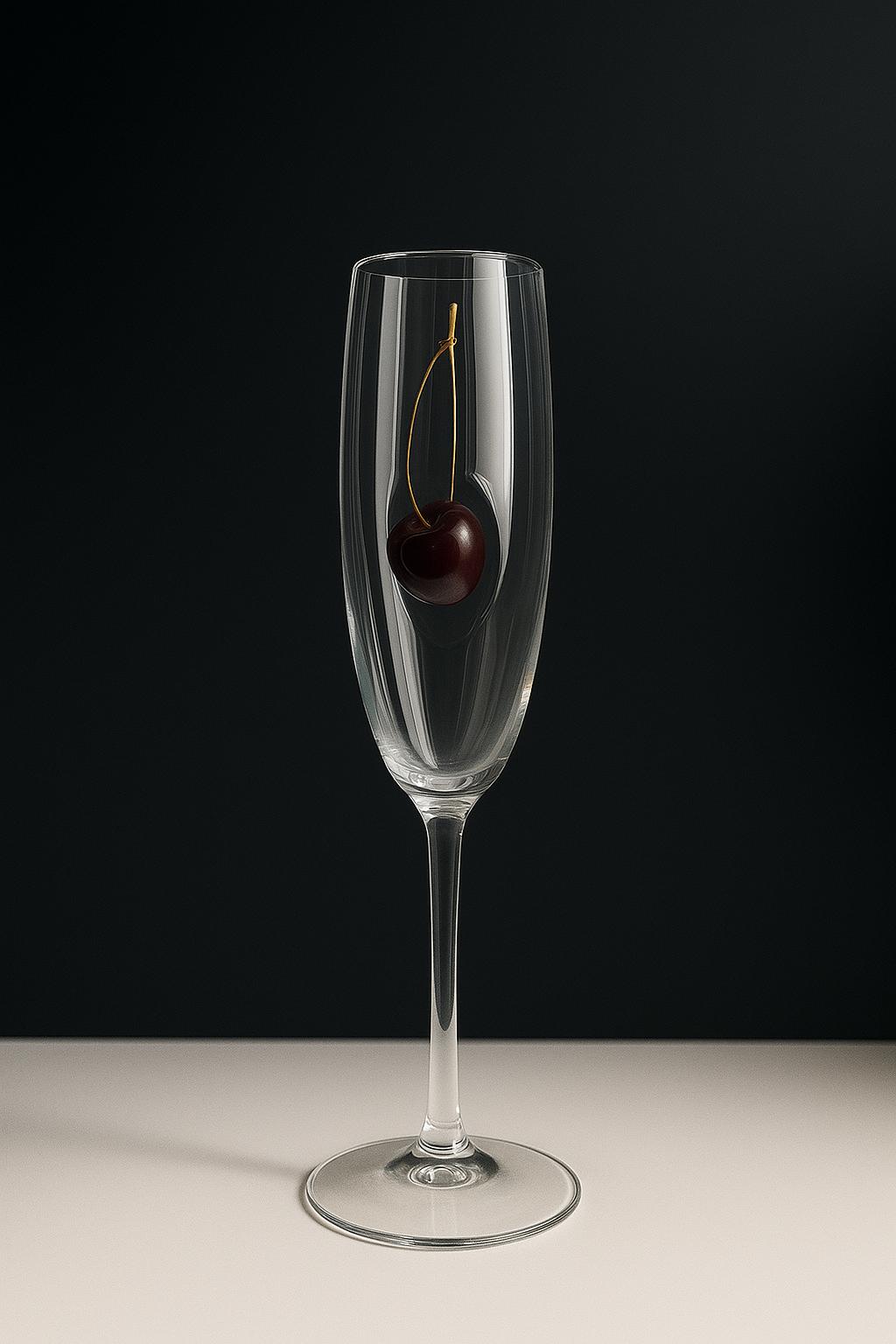 🍒 Kiraz Detaylı Beyaz Şarap Bardağı