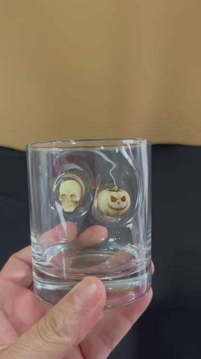 ☠️🎃 Kurukafa- Balkabağı Detaylı Viski Bardağı